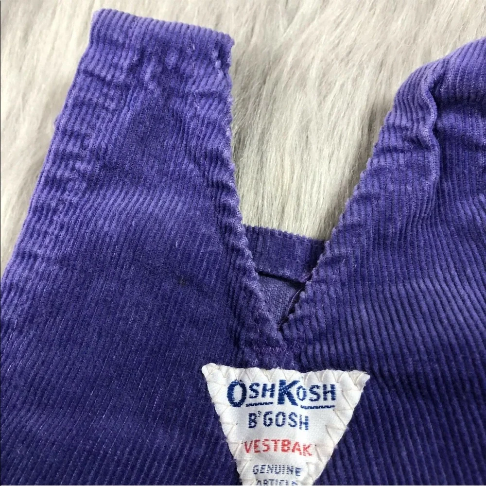 RARE Vintage Oshkosh Bgosh Purple Rainbow Heart Corduroy Girls Overalls